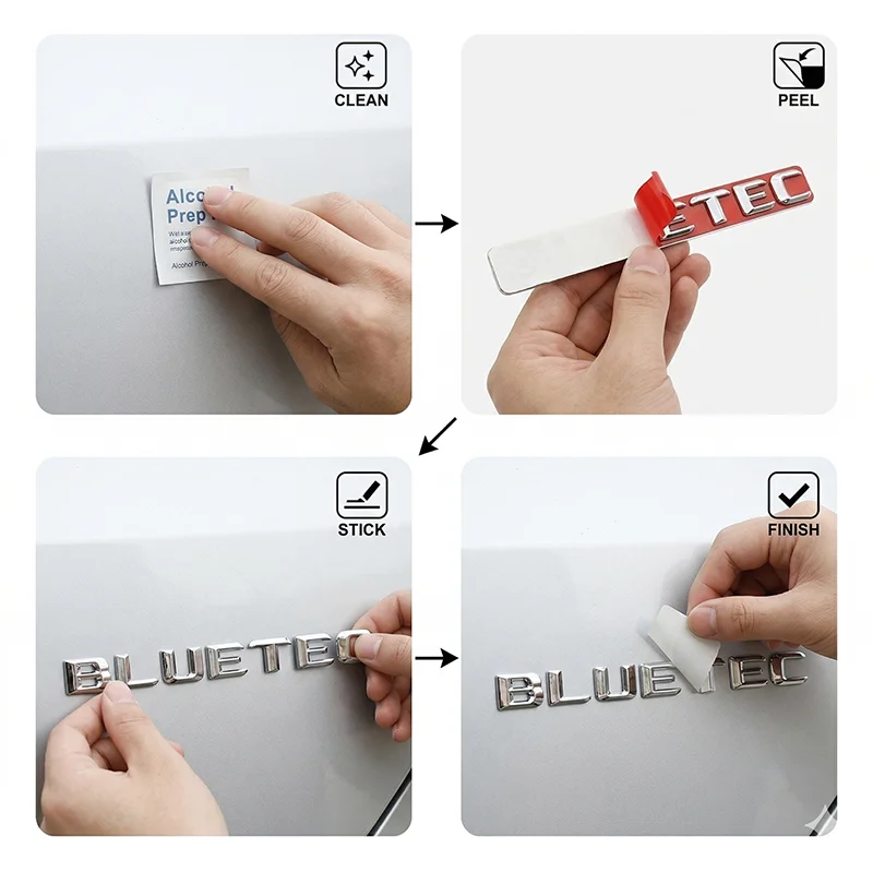 3D ABS 블루텍 자동차 엠블럼 배지 스티커 (메르세데스 벤츠 W212 W166 ML350 GL350 E350 디젤 트렁크 로고 데칼 자동차 스타일링)