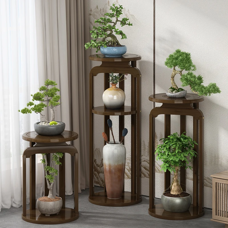 Bamboo Plant Stand Indoor Chinese Style Flower Pot Holder Living Room Vertical Garden Organizer Multi-Tier Flower stand