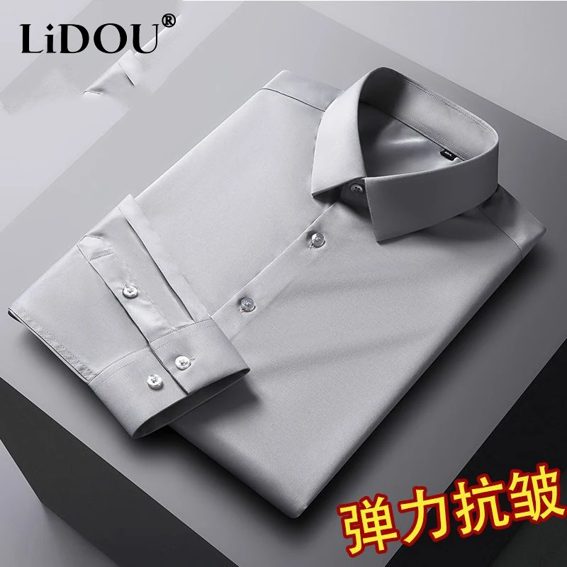 

Spring Autumn New Solid Color Fashion Long Sleeve Shirt Man Casual Office Button Pockets Slim Korean Style Thin Style Cardigan