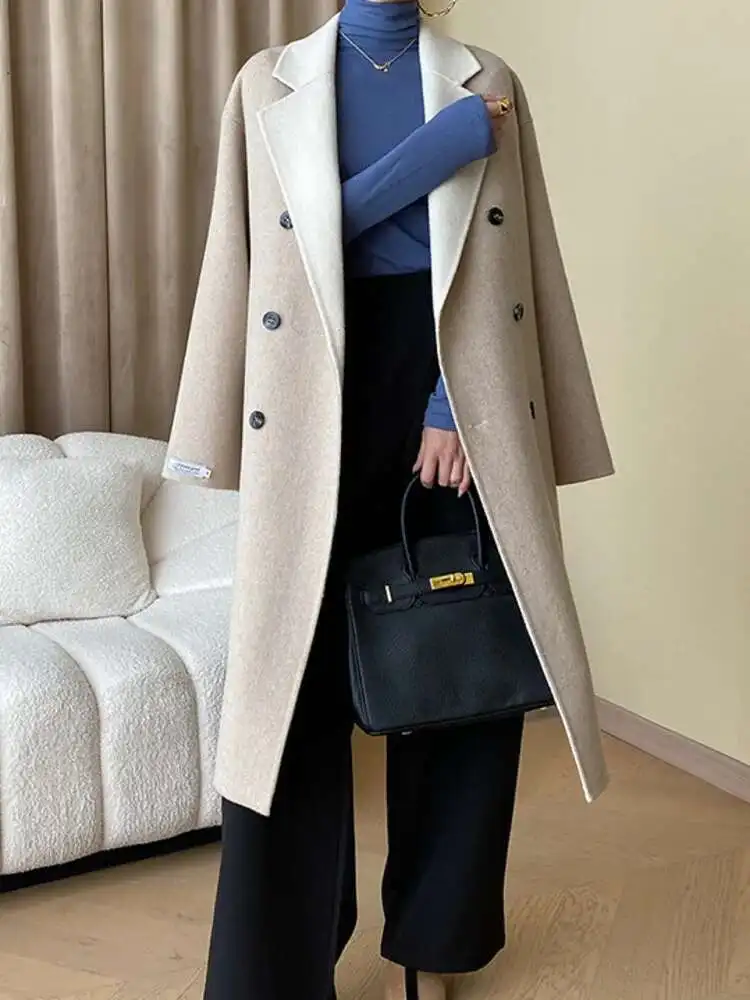 Wollen jas voor dames, lange wollen jas, winter, elegante overgangsjas, lange trenchcoat, A-lijn, winterjas, grote maten, winterjas, wollen damesjas, herfstjas, winterjas, overgangsjas, wit, XL Wollen jas voor dames, lange wollen jas, winter, elegante overgangsjas, lange trenchcoat, A-lijn, winterjas, grote maten, winterjas, wollen damesjas, herfstjas, winterjas, overgangsjas, wit, XL