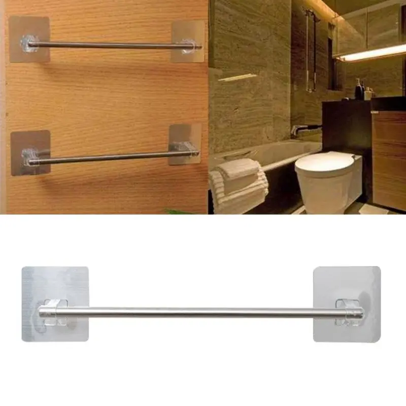 

Simple Towel Bar Bathroom Storage Shelf Wall Mounted Towel Holder Waterproof