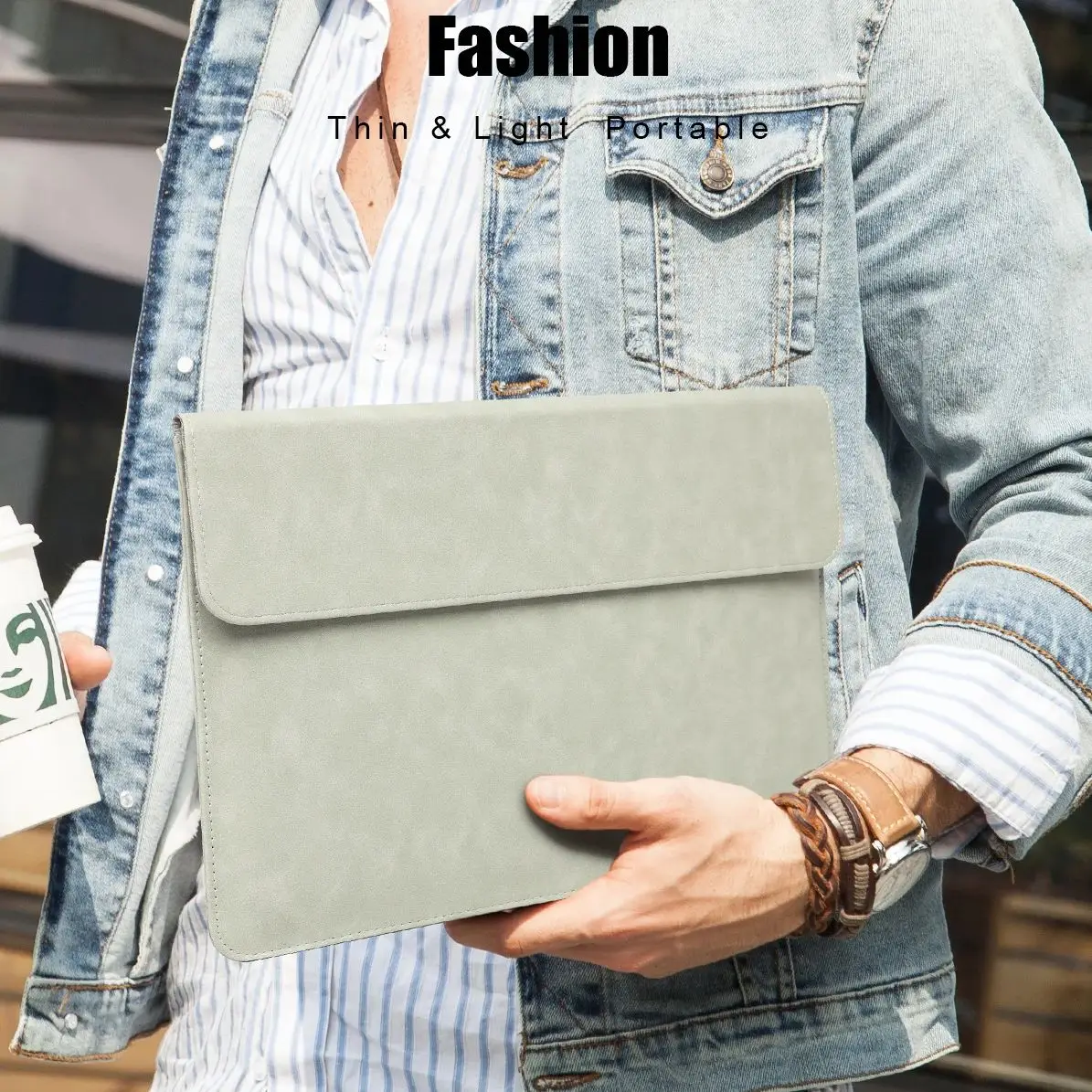 Matte pu Leather Laptop Sleeve Case Bolsa de Capa para Macbook Mac Book Ipad Air m1 m2 13 14 15 16 Pro 12 11 Polegadas - Imagem 2