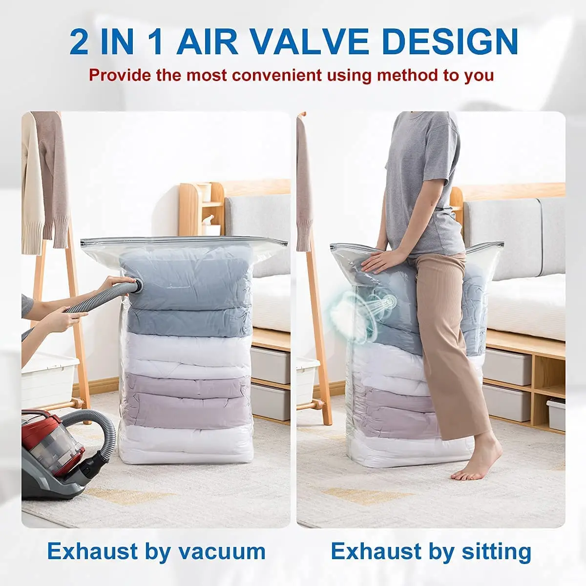 Cube Design Vacuum Compression Storage Bag with Air Valve Vacuum