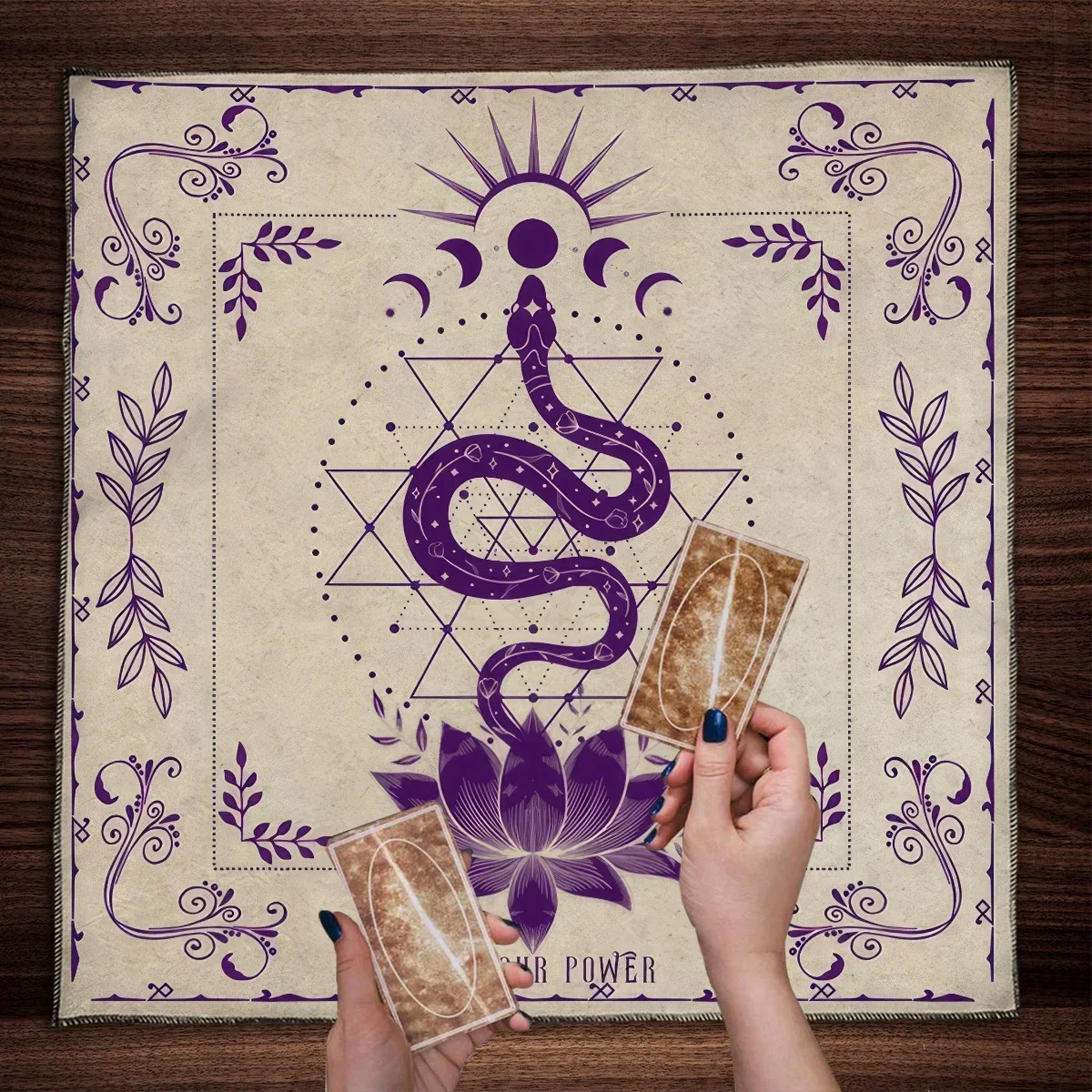 Own Your Power Altar Cloth Moon Phase Snake Tarot Cloth Spread Tarot Reading ClothWitch Wiccan Home Decor Party Gift 6