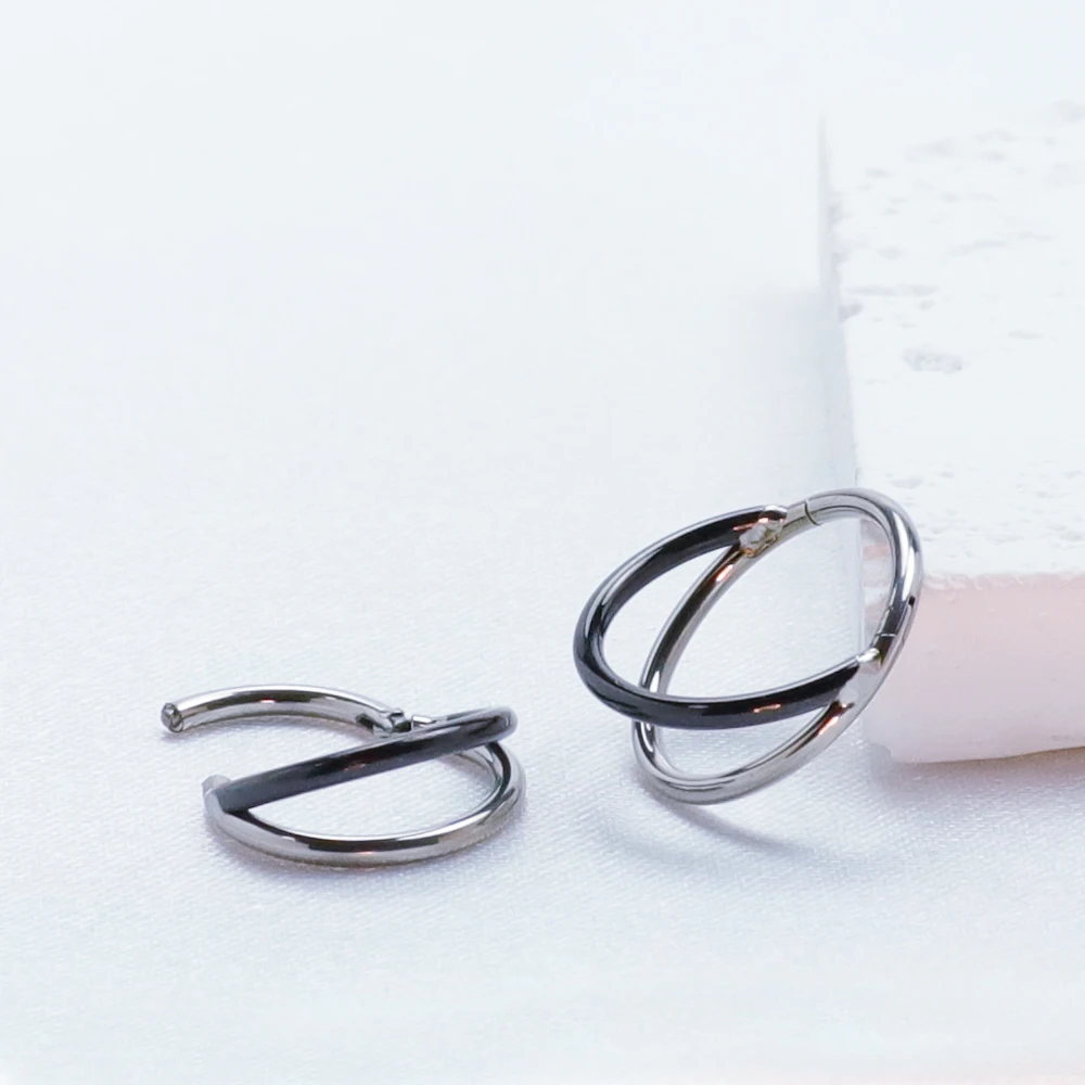 Septum Piercing Nose Rings F136 Titanium Earrings Hinged Segment Double Color Cartilage Circular 16G Tragus Unisex Body Jewelry_voghion.com
