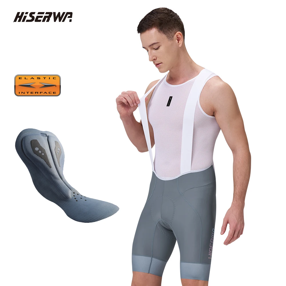 HISERWA Elastic Interface Pad Cycling Bib Shorts Summer High Quality 7 Hour Ride MTB Shorts Pro Team Men Cycling Bib
