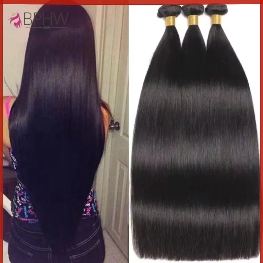 12A Human Hair Bundles Peruvian Straight 1/3/4 Bundles Deal Natural Color For Black Women