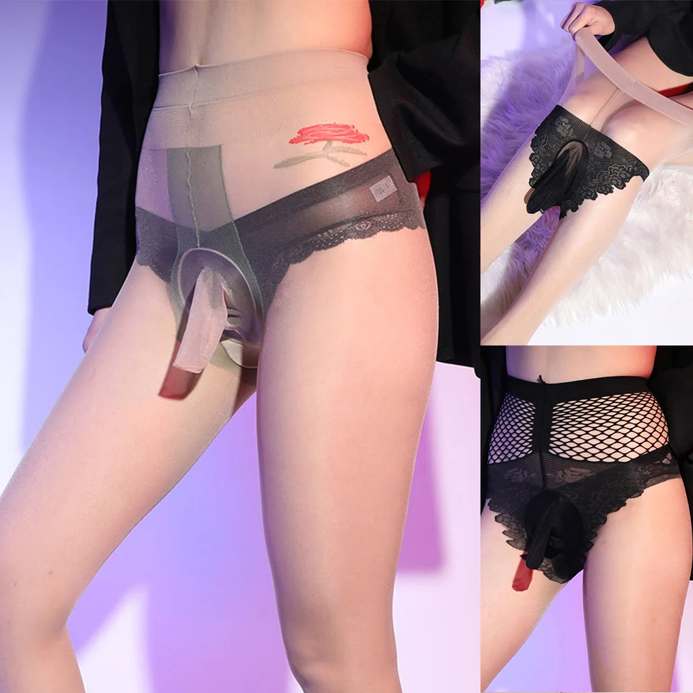 

Mens Pantyhose Ultra Thin Shiny See-Through Stockings Open Close Sheath Tight Male Inmitate Lingeries Sissy Pouch Underwears
