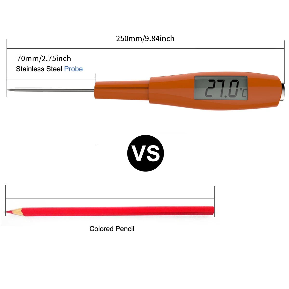 Premium Digital Kitchen Thermometer with Food-Grade Silicone Tip – Instant Read Temperature Gauge for Meat, Candy, and Milk (Wide Range -50°C to 300°C)