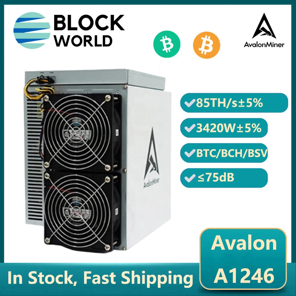 Avalon BTC Miner A1246 85Th/s 3420W Crypto BTC Mining Rig ASIC Avalon A1246  Bitcoin Miner con fuente de alimentación BTC A1246 que Antminer S19 -  AliExpress