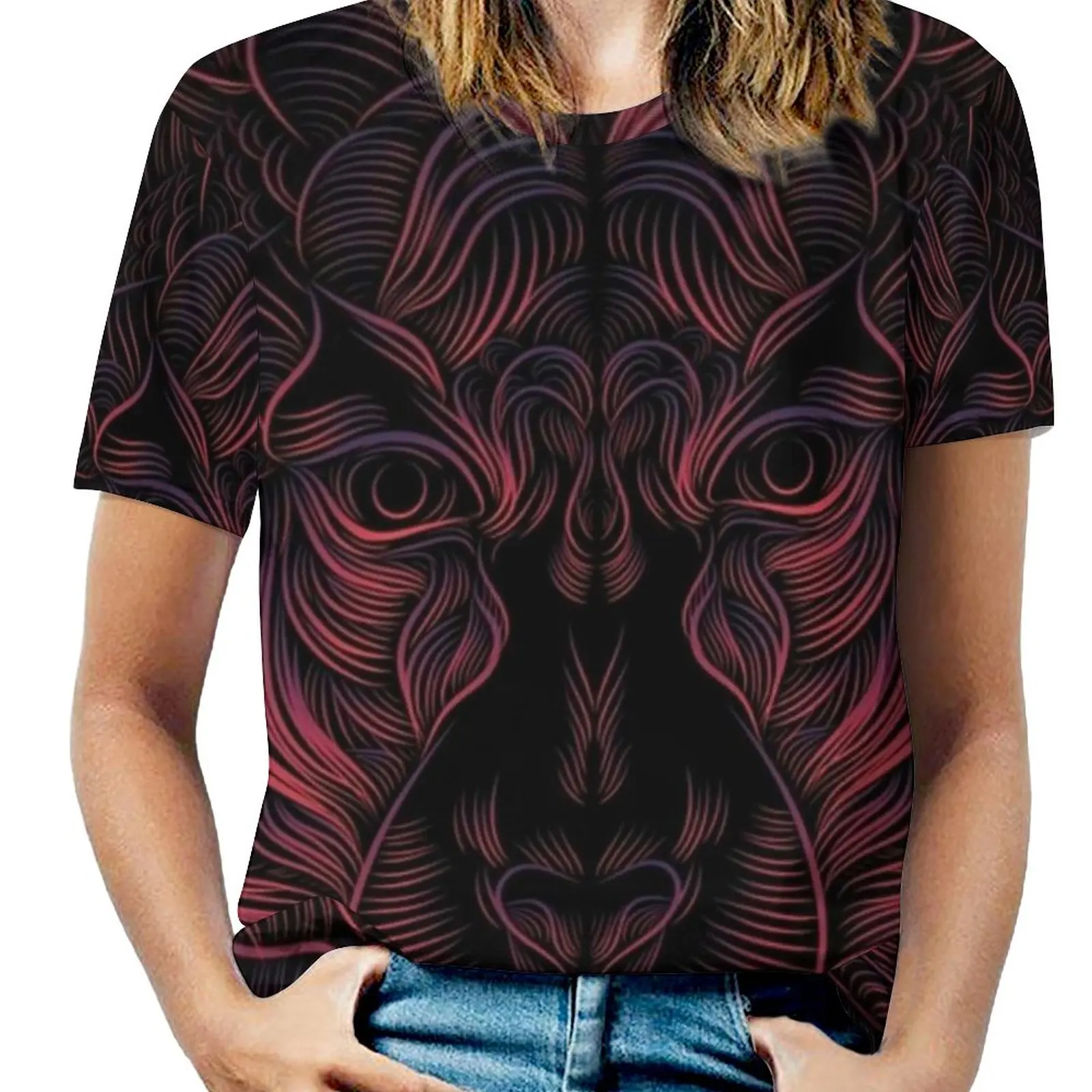 Tigre Ii T-Shirt Da Donna Primavera Ed Estate Magliette Stampate Girocollo Pullover Top Tigre Animal Nature Beast Illustrator Wacom
