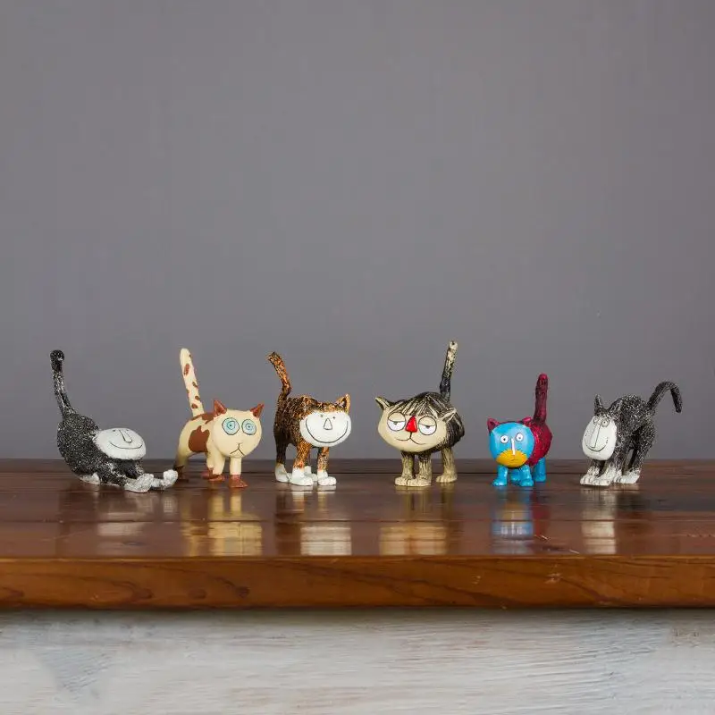 Cute Decorations Cat Star Cartoon Figurines Miniatures Cat Car Home Living Room Office Decoration Crafts Birthday Gi