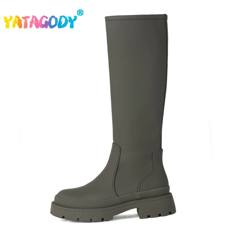 

YATAGODY Size 35-40 Women Knee Boots Ins Fashion Platform Shoes For Women Winter 2023 Thick Heels Long Boots Casual Knight Boots
