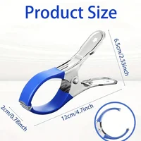 คลิปคลุมสระว่ายน้ำสแตนเลสทนทาน 6 ชิ้นพร้อมที่จับพลาสติกสีน้ำเงิน - คลิปสปริงกันลมสำหรับงานหนักเพื่อความปลอดภัยเหนือ 4