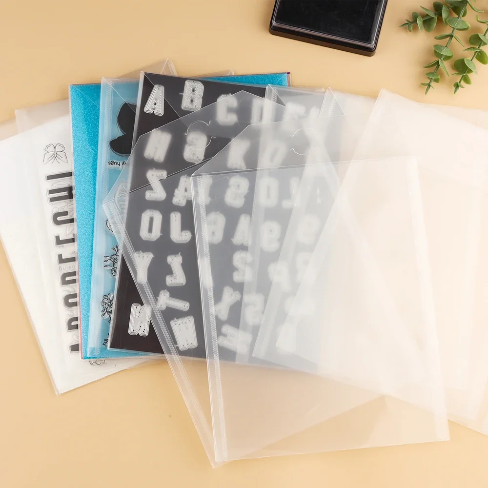 10-50Pcs Storage Pockets Envelopes Plastic Folder Bags for Storaging Dies Stamps Organizer Holders 19.3X23.9Cm Transparent Bags File Folders
