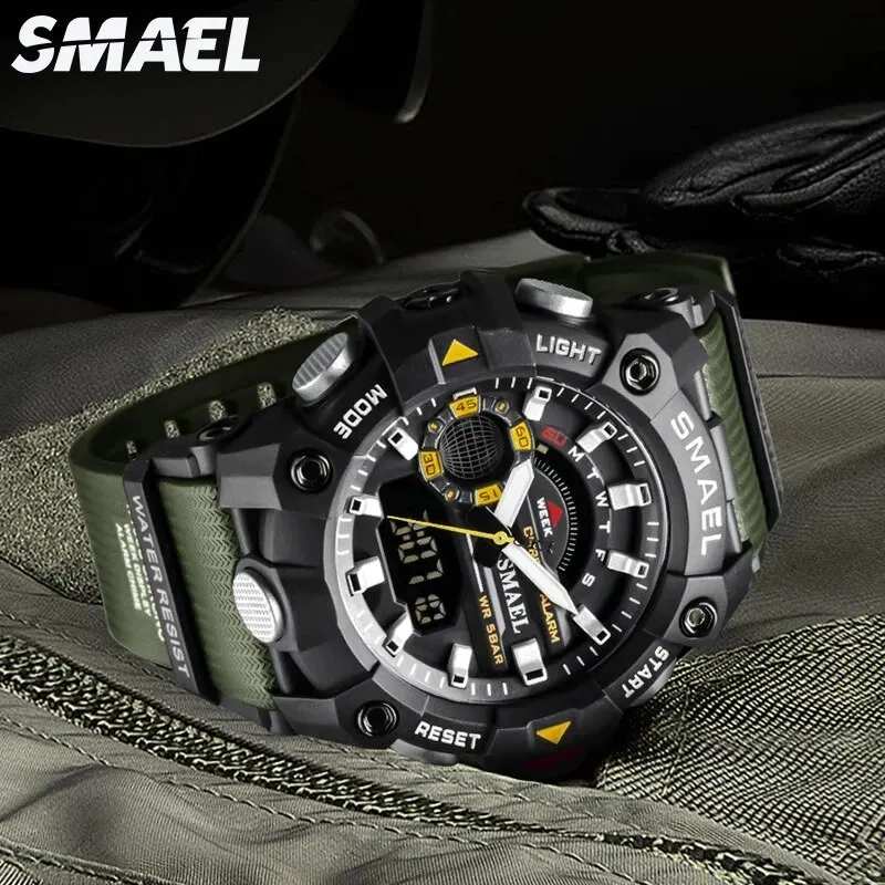 Men sports watch Shock Resistant 50M Waterproof LED Alarm Stopwatch Clock Military 8040