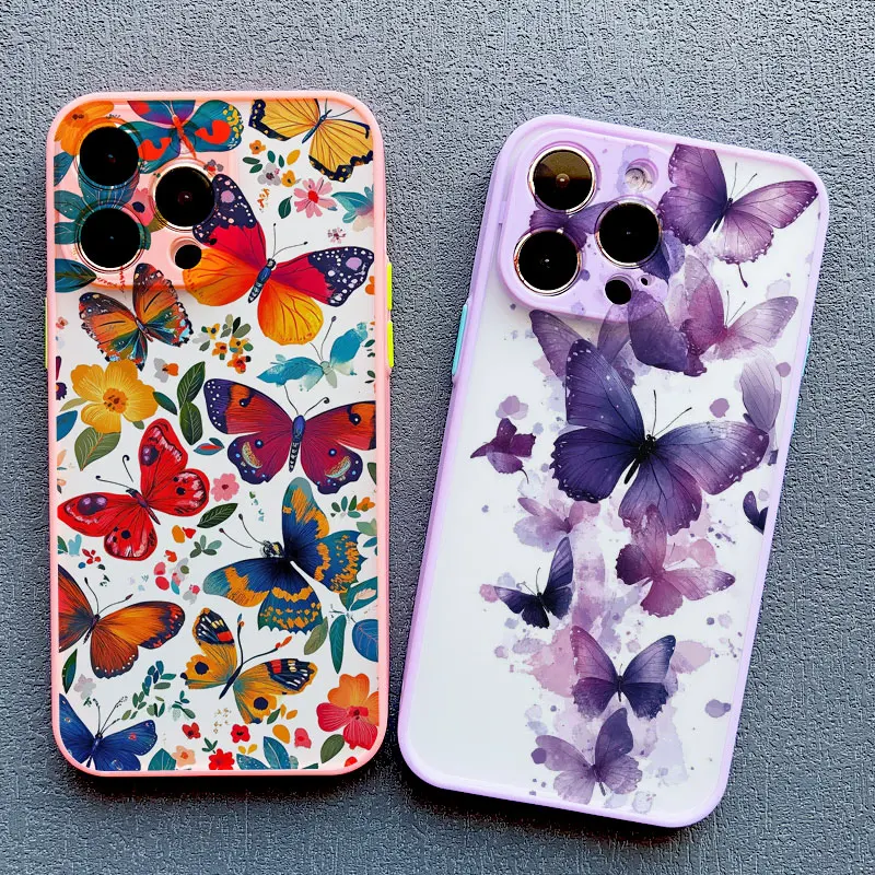 Elegant Purple Butterflies Shockproof Phone Case Cover