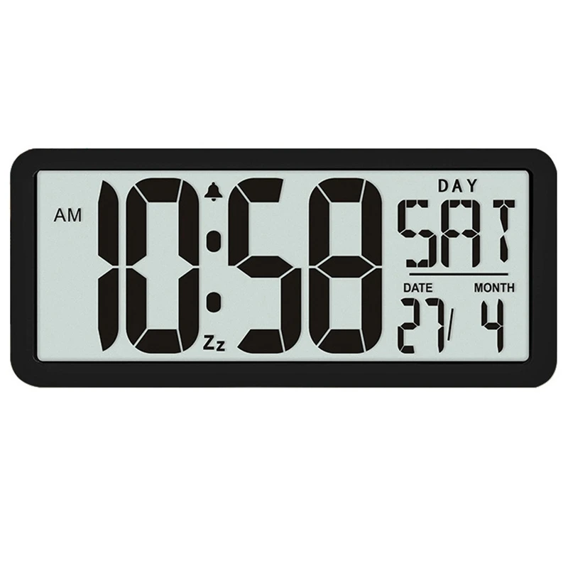 

Square Wall Clock Series 13.8inch Large Digital Jumbo Alarm Clock LCD Display Multi-Functional Upscale Office Decor Desk Black