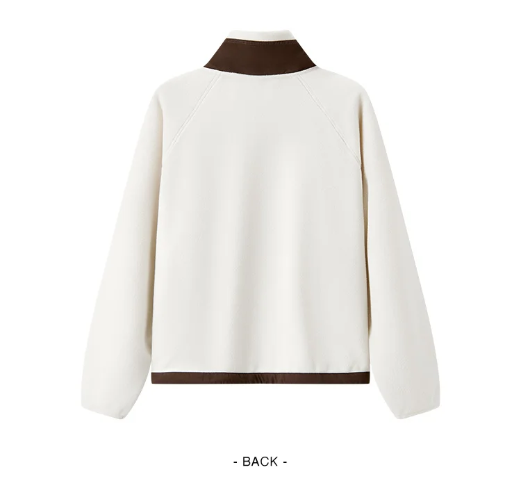 Coat Women Antistatic Polar Fleece Loose New Winter Stand-Up Collar Raglan Sleeve Jacket