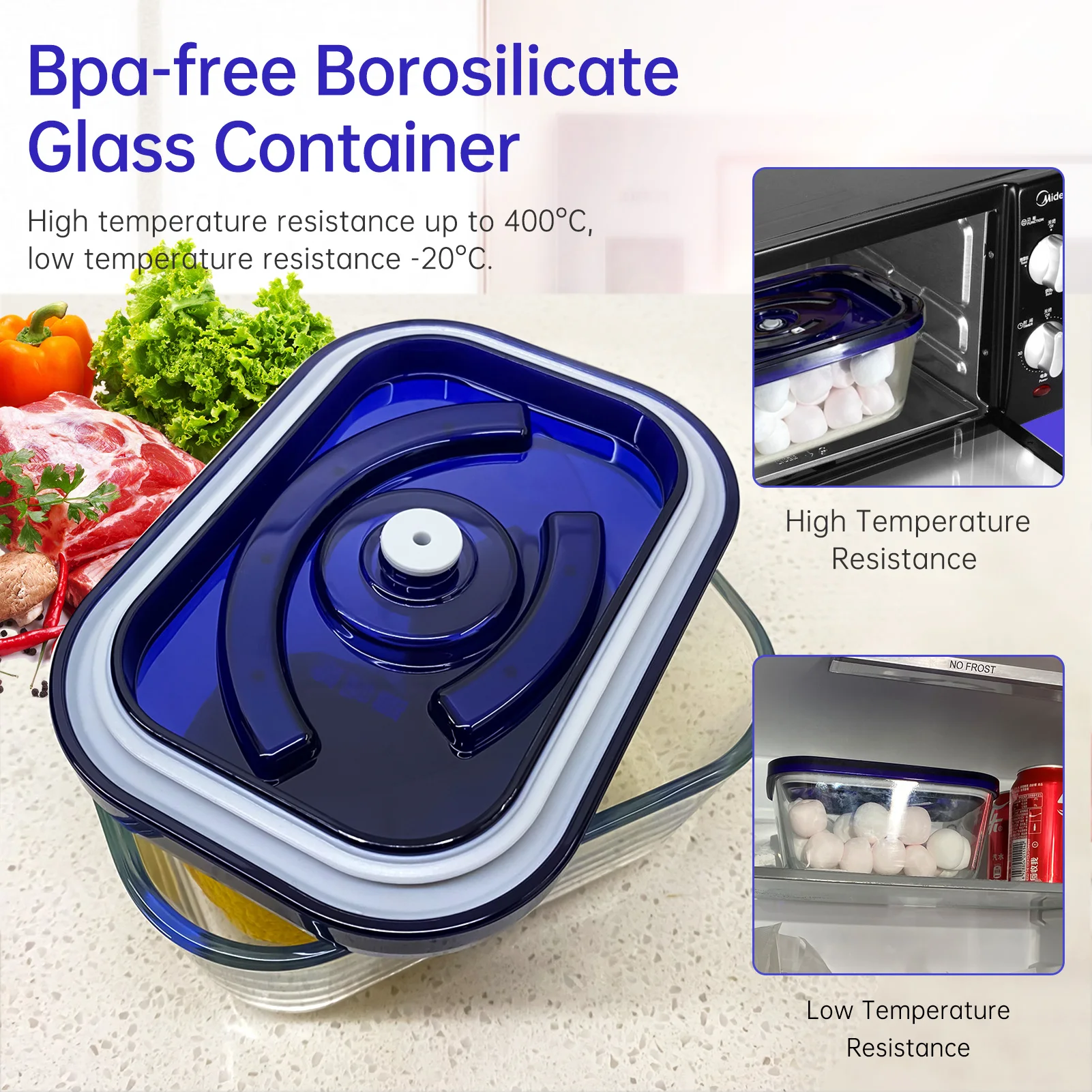 SEATAO Glass Food Storage Containers Preserve Marinate Vacuum Sealer Airtight Storage Containers with Lids Meal Prep Container