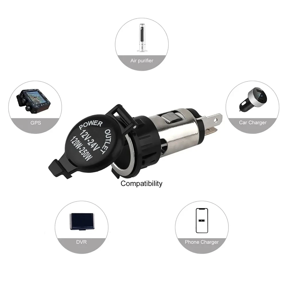 Car Female Socket Power Plug DC 12-24V Car Female Socket Power Plug Cigar Lighter Socket Car Cigarette Lighter Auto Motorcycle Marine Atv Rv Accessories