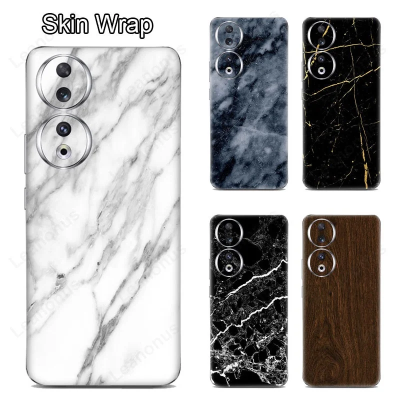 Capa Protetora de Tela Traseira Pele Decalque com Design de Mármore Envoltório 3m com Protetor de Câmera Adesivo Fosco Honor 90 Pro