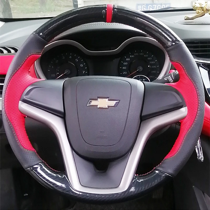 

For Chevrolet Malibu Volt Camaro 2011-2015 Aveo 2016-2018 Hand Sewing genuine Leather Sports style Car Steering Wheel Cover