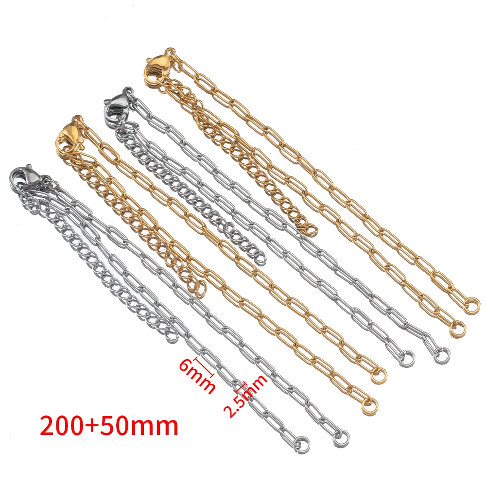 10 Stück 5-teilige halbfertige Armband-Rahmenkette aus Edelstahl mit verstellbarer Verlängerungskette, Karabinerverschluss für die Herstellung von DIY-Schmuck – Detail 9