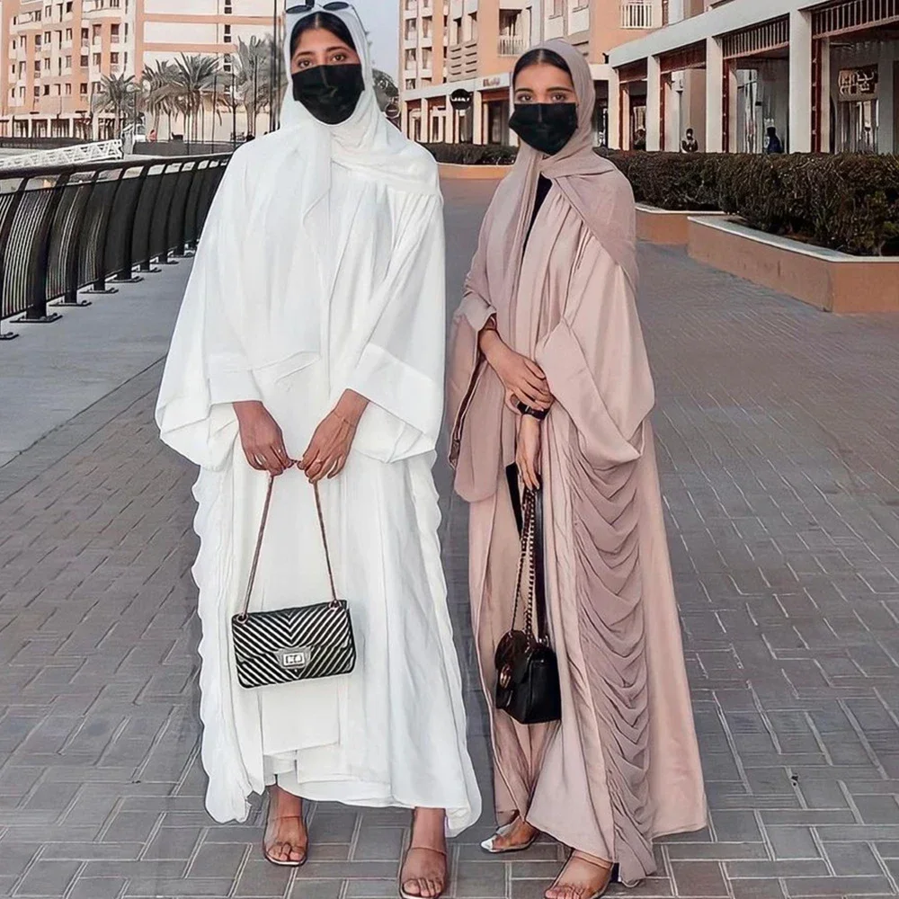 

Ramadan Muslim Fashion Hijab Dress Open Abaya Dubai Nida Chiffon Abayas for Women Turkish Dresses Islam Clothing Moroccan Kaftan