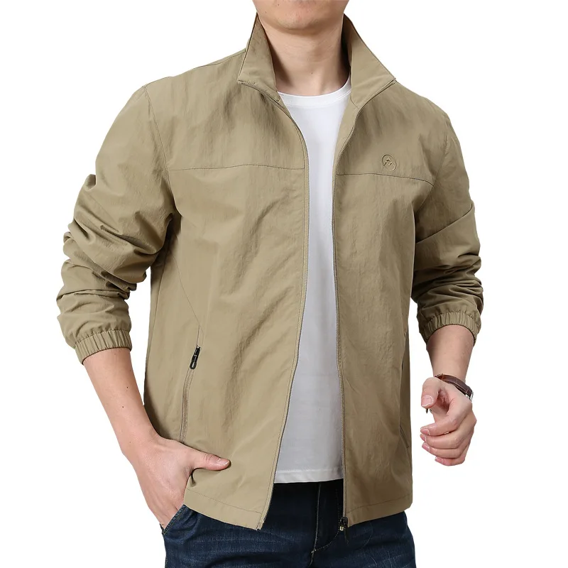 Giacca militare primavera autunno uomo casual colletto alla coreana tinta unita cappotto sottile uomo Jaqueta Masculina giacca bomber con fodera in rete_voghion.com