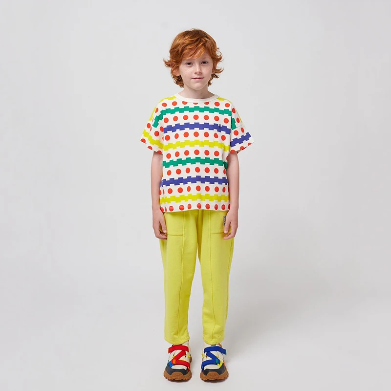 Children's T-shirt 2025 New Spring Summer Boys' Letter Printed Top Girl Cartoon T-shirt Kids Striped Shirt Shorts Set 6