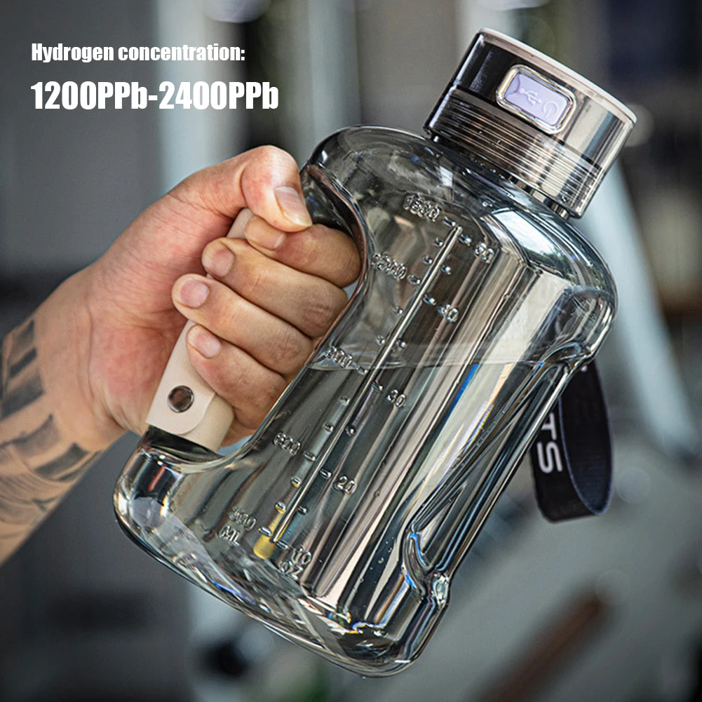 대용량 수소 물 이온화 기계, 1.5L 수소 풍부한 스포츠 물병, 누출 방지 배터리 전원, 가정 여행