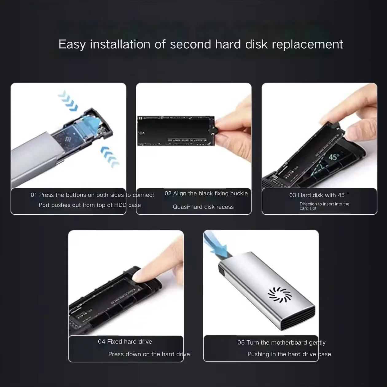 SSD Enclosure 20Gbps/10Gbps M.2 PCIE Dual Protocol HDD to USB Type C 3.1 Adapter for NVME/NGFF SATA