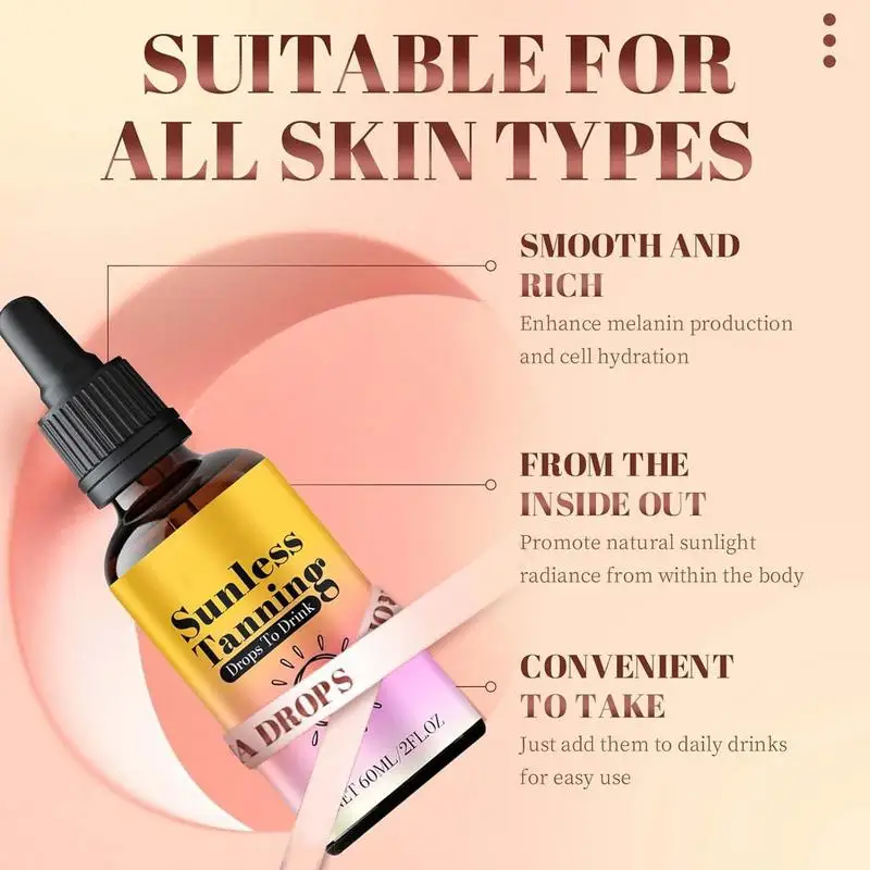 60ml Sunless Tanning Drops Self-Tanning Nourishing Tan Enhancer Drops Moisturizing Bronzing Tanner face body Self Tanning