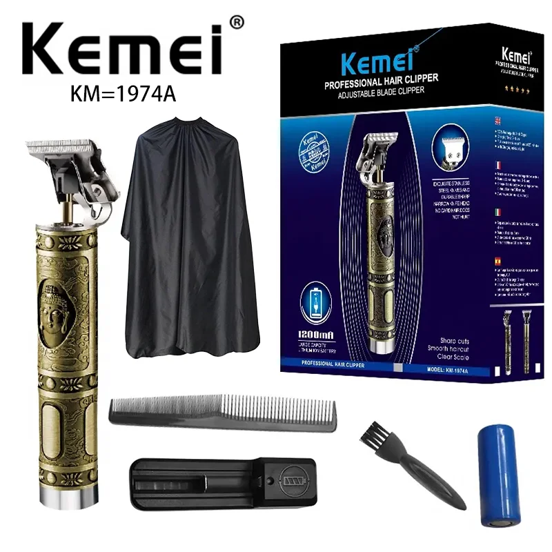 kemei electric hair clipper KM-1974A barber carving trimmer professional hair clipper buddha cordless trimmer