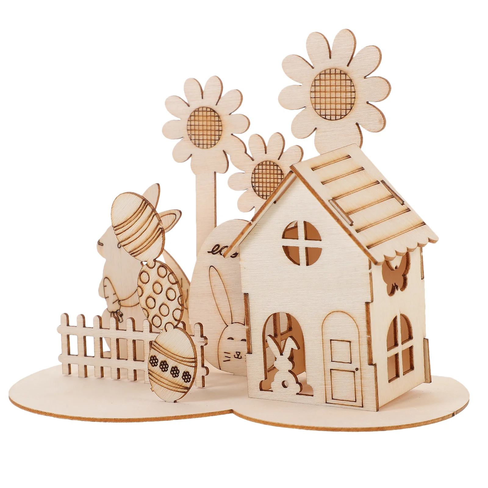 

1 Set 3d Puzzle Rabbit House Model 3d Wood Puzzle Assembly Model Easter Party 3d Puzzle Toy