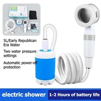 Pas besoin d'électricité, douche de camping portable, pompe de douche de camping extérieure, pompe de douche électrique rechargeable avec affichage numérique intelligent 5