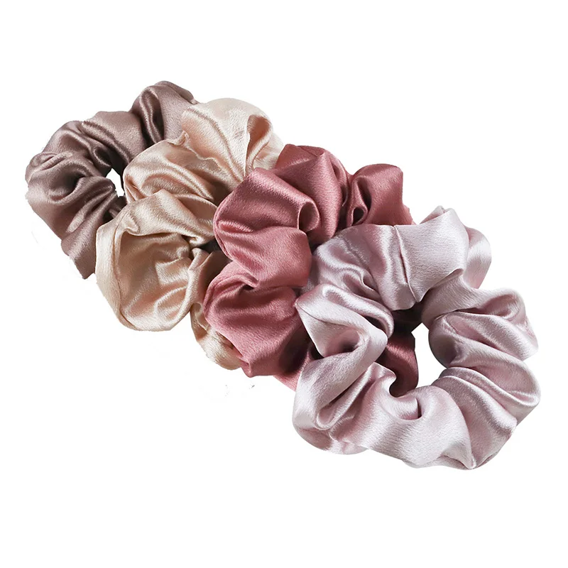 2PCS-Bright-Satin-Silk-Scrunchies-Solid-Large-Elastic-Rubber-Hair-Bands ...