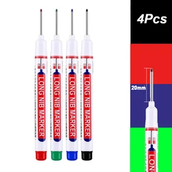 Waterproof Long - Head Deep Hole Paint Marker Set for Woodworking & Metal - Red, Black, Blue, White (4PCS - 4 color Mix)
