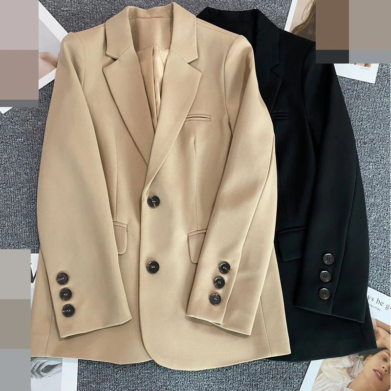 Pink casual small suit jacket women\'s design  niche loose top spring and autumn student suit women  blazer feminino