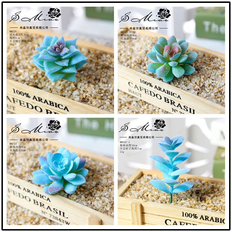 Blau Künstliche Sukkulenten Pflanzen für Haus Garten Dekoration Hochzeit Pflanzen Wand Blume Anordnung Bonsai Gefälschte Pflanzen 20 teil/los – Detail 10