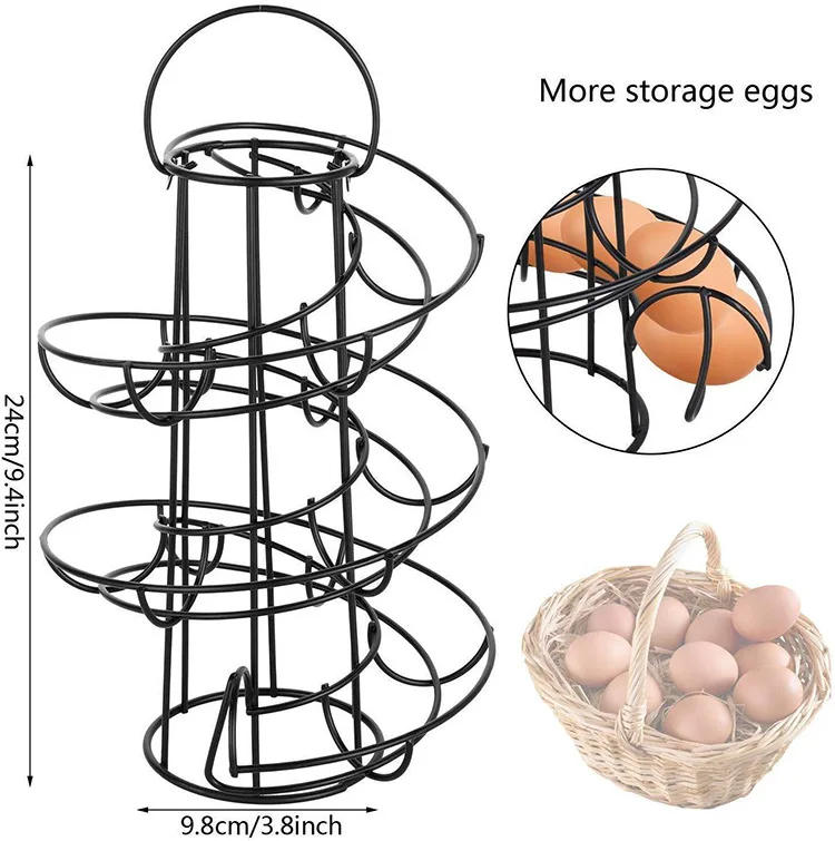 Egg Rack Spiral Storage Rack Egg Skelter Deluxe Spiraling Dispenser Rack Basket Storage Space Multi-functional Rack 3
