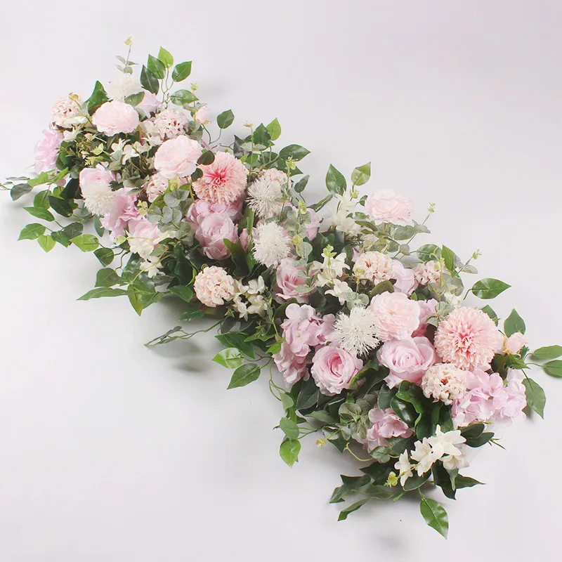 

100cm DIY Wedding Flower Wall Decoration Arrangement Supplies Silk Peonies Rose Artificial Floral Row Decor Wed Arch Backdrop