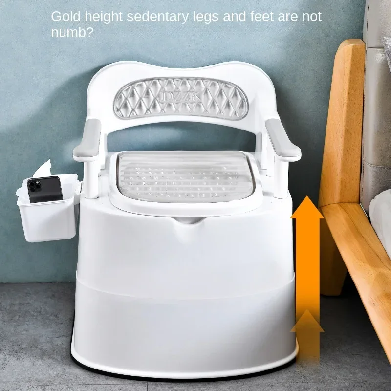Portable Toilet with Higher BackrestSoft PU Cushion for Pregnant Women and ElderlyComfortable Indoor Seat Portable Commode Chair 3