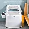 Portable Toilet with Higher BackrestSoft PU Cushion for Pregnant Women and ElderlyComfortable Indoor Seat Portable Commode Chair 3