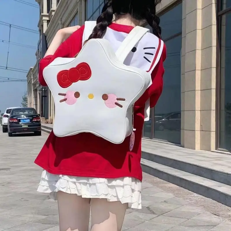 

Hello Kitty Five-Pointed Star Backpack Sanrio Anime Y2K Bag Kuromi High Capacity Kawaii Girl Sweet Hot Girl Child Backpack Gift