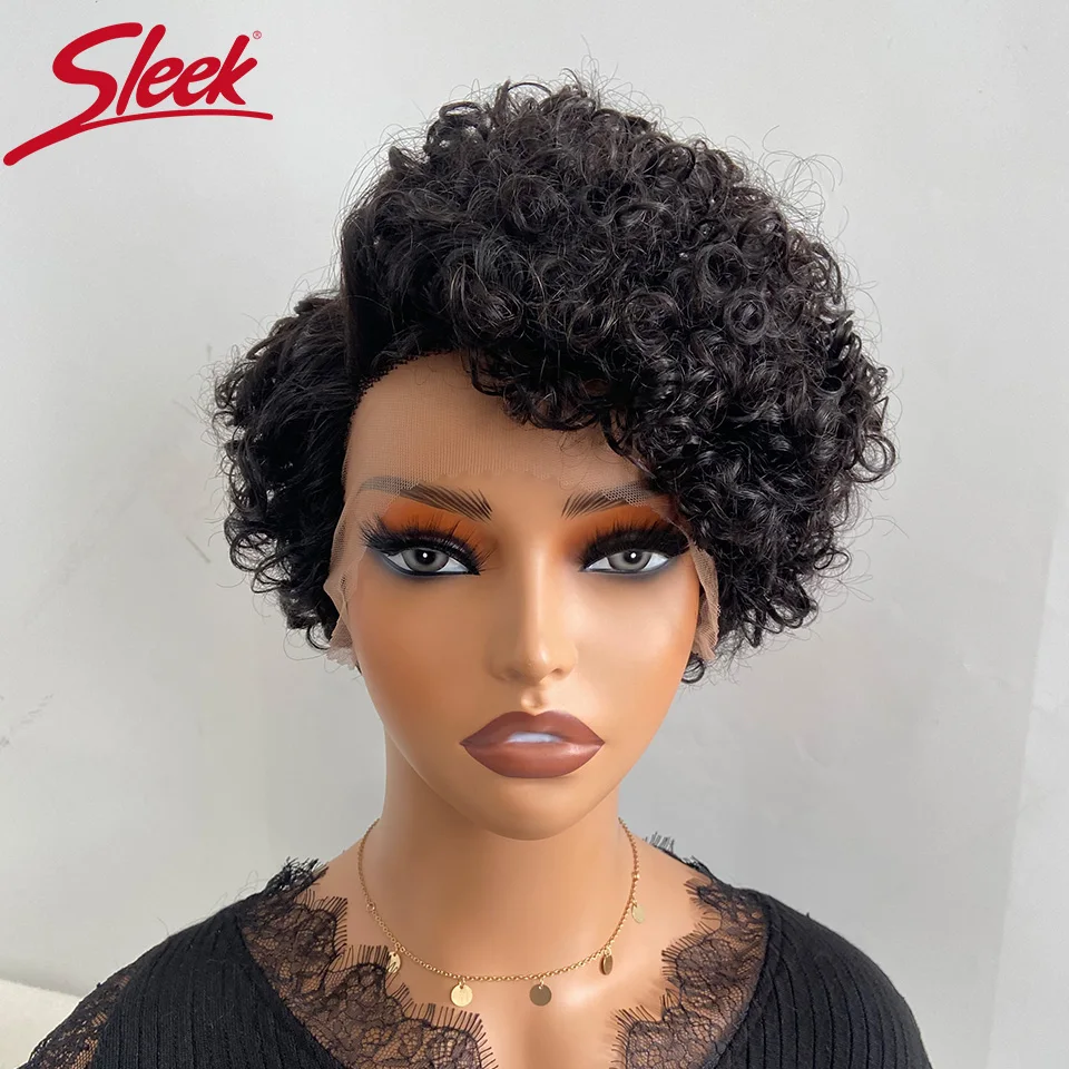 

Short Bob Wig Pixie Cut Wig Curly Human Hair Wigs For Women 13x1 Lace Front Transparent Deep Wave Lace Wig Preplucked Hairline