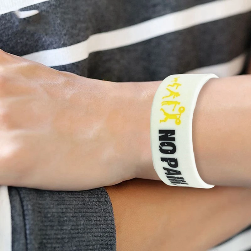 1PC No Pain No Gain Silicone Wristband Wide Band Motto Rubber Bracelets Bangles Armband for Men