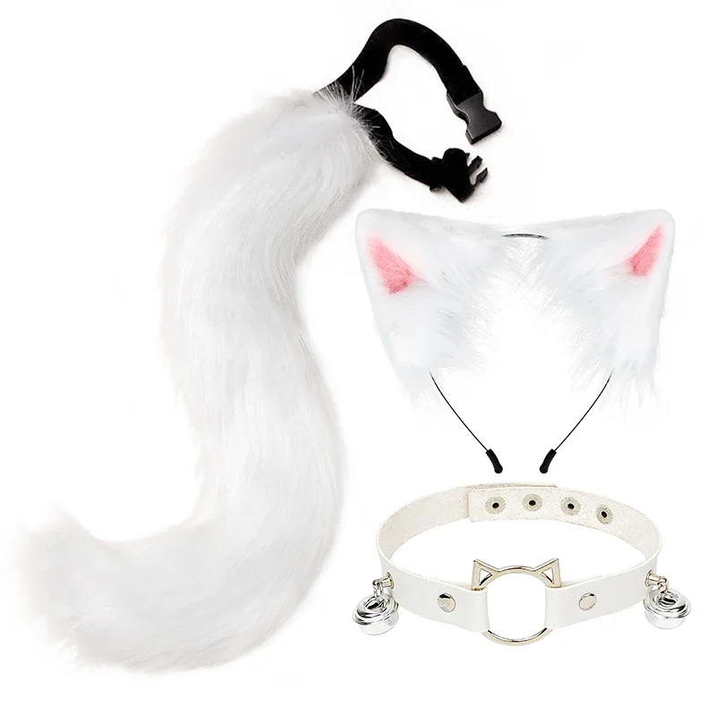 Forbabe 4 pezzi Costume di Halloween per gatti da donna, per adulti e gatti, accessori con orecchie di gatto, cerchietto per capelli in peluche, collana per maschere e cosplay