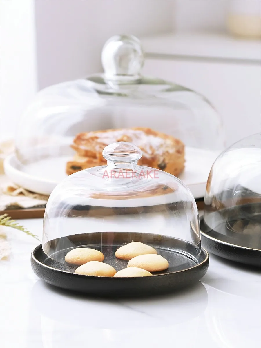 

Cake tray with cover glass cover Household afternoon tea dessert Dim sum fruit tasting plate bread display plate